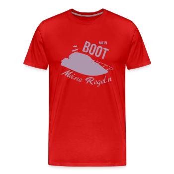 Mon bateau Mes règles Bateau à moteur - T-shirt bio Premium Homme - rouge - Devant - Damien (186cm)