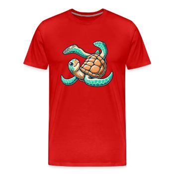 Tollpatschige Schildkröte im Handstand - Männer Premium Bio T-Shirt - Rot - Vorne - Damien (186cm)
