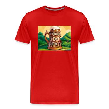 Ein Fachwerkhaus in Form eines Bieres - Männer Premium Bio T-Shirt - Rot - Vorne - Damien (186cm)