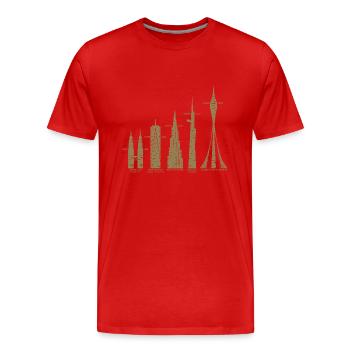 Les plus hauts gratte-ciel Nuages Bâtiments Méga tours - T-shirt bio Premium Homme - rouge - Devant - Damien (186cm)