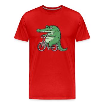 Cycliste crocodile lus fantaisiste s’ennuyé - T-shirt bio Premium Homme - rouge - Devant - Damien (186cm)
