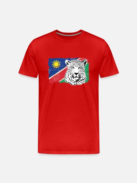 Namibia Flag - Leopard - Männer Premium Bio T-Shirt - Rot