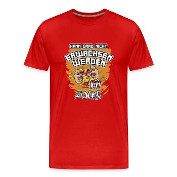"...Ich zocke". Lustiges Design Für Gamer / Zocker - Männer Premium Bio T-Shirt - Rot - Vorne - Damien (186cm)