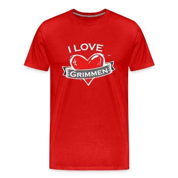 Grimmen - Ich liebe Stadtnamen in Tattoo Stil - Männer Premium Bio T-Shirt - Rot - Vorne - Damien (186cm)
