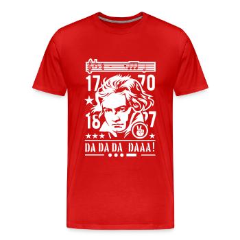 Beethoven Portrait Premières Notes Cinquième Symphonie - T-shirt bio Premium Homme - rouge - Devant - Damien (186cm)