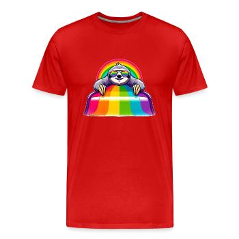 Aire de jeux arc-en-ciel de paresse de la fierté LGBTQ - T-shirt bio Premium Homme - rouge - Devant - Damien (186cm)