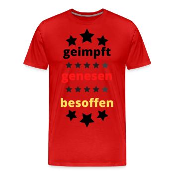 Geimpft Genesen Besoffen T-Shirt - Männer Premium Bio T-Shirt - Rot - Vorne - Damien (186cm)