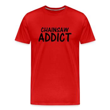 chainsaw addict - Men's Premium Organic T-Shirt - red - Front - Damien (186cm)