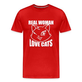 REAL WOMEN LOVE CATS - Männer Premium Bio T-Shirt - Rot - Vorne - Damien (186cm)