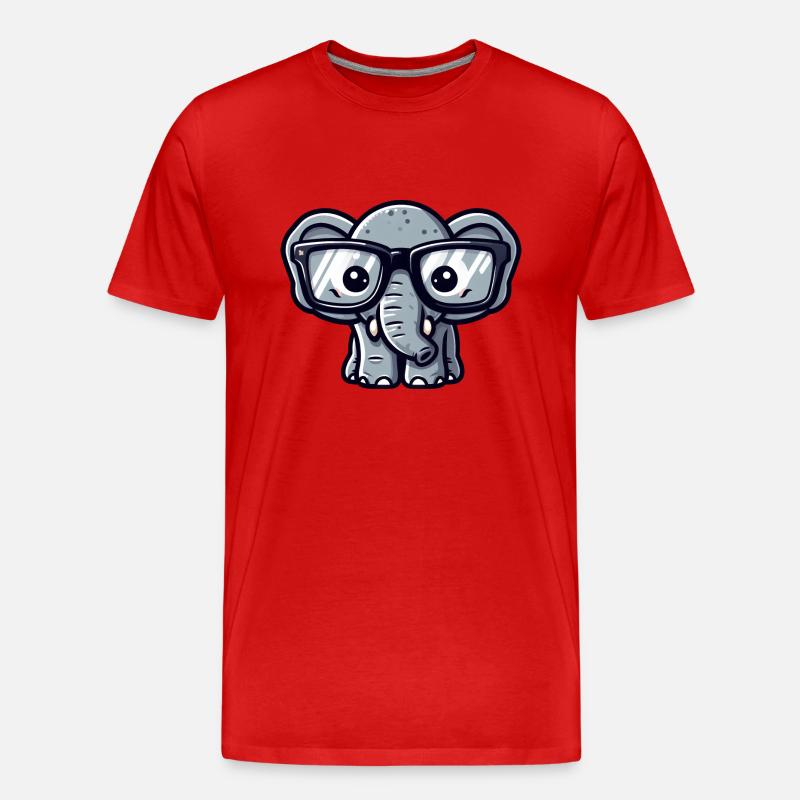 Nerd-Elefant mit Brille - Männer Premium Bio T-Shirt - Rot