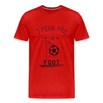 je peux pas j ai foot, t-shirt, cadeau - T-shirt bio Premium Homme - rouge - Devant - Damien (186cm)