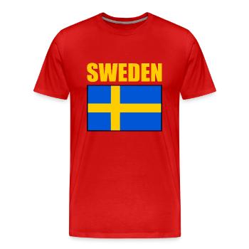 Suède - T-shirt bio Premium Homme - rouge - Devant - Damien (186cm)
