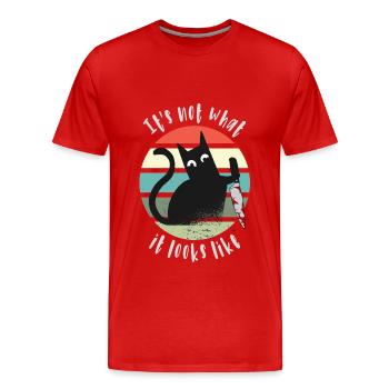 Ce n’est pas ce à quoi ça ressemble, couteau à chat - T-shirt bio Premium Homme - rouge - Devant - Damien (186cm)
