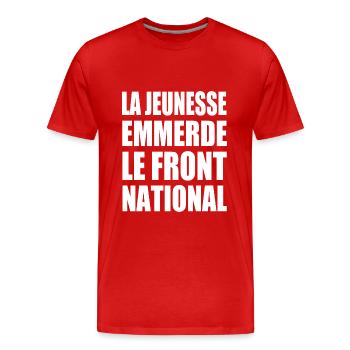 la jeunesse emmerde le front national - T-shirt bio Premium Homme - rouge - Devant - Damien (186cm)