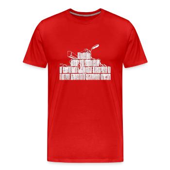 Maurer Geschenkkdeen Pocket - Männer Premium Bio T-Shirt - Rot - Vorne - Damien (186cm)