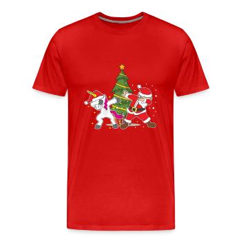 Lustige Weihnachten Weihnachten Dabbing Santa Einhorn - Männer Premium Bio T-Shirt - Rot - Vorne - Damien (186cm)