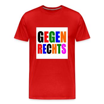 Gegen rechts - Männer Premium Bio T-Shirt - Rot - Vorne - Damien (186cm)