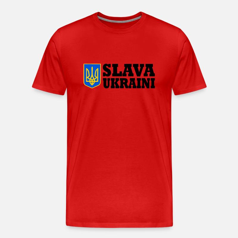 Slava ukraini - Männer Premium Bio T-Shirt - Rot