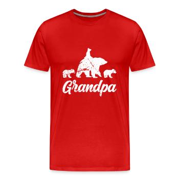 Opa Bär Shirt Lustiges Vatertag Dada Shirt - Männer Premium Bio T-Shirt - Rot - Vorne - Damien (186cm)