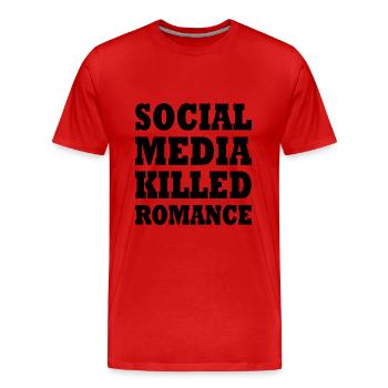 social media killed romance - T-shirt bio Premium Homme - rouge - Devant - Damien (186cm)
