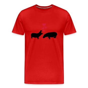 Hippos - Men's Premium Organic T-Shirt - red - Front - Damien (186cm)