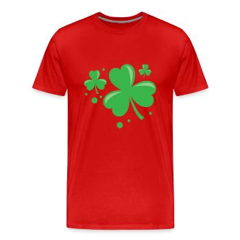 Trèfle irlandais Pocket Size Clover St. Patrick’s - T-shirt bio Premium Homme - rouge - Devant - Damien (186cm)
