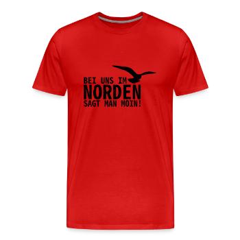 Bei uns im Norden - Männer Premium Bio T-Shirt - Rot - Vorne - Damien (186cm)