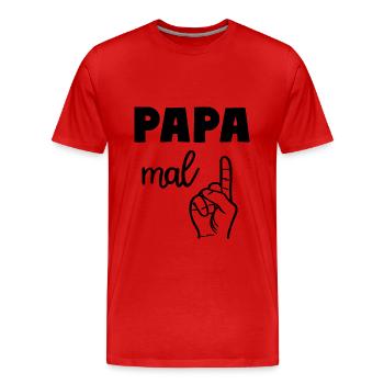Papa mal Eins Vater - Männer Premium Bio T-Shirt - Rot - Vorne - Damien (186cm)