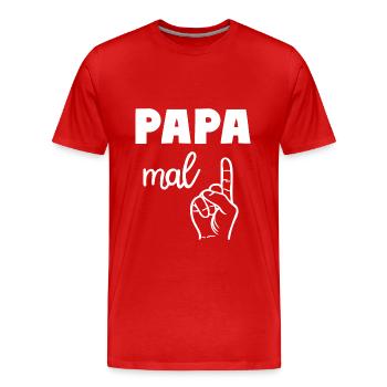 Papa mal Eins Vater - Männer Premium Bio T-Shirt - Rot - Vorne - Damien (186cm)