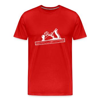Schreiner Werkzeug Hobel Design - Männer Premium Bio T-Shirt - Rot - Vorne - Damien (186cm)