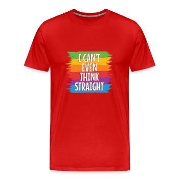 Gay Pride Lesbienne LGBT Je ne peux même pas penser hétéro - T-shirt bio Premium Homme - rouge - Devant - Damien (186cm)