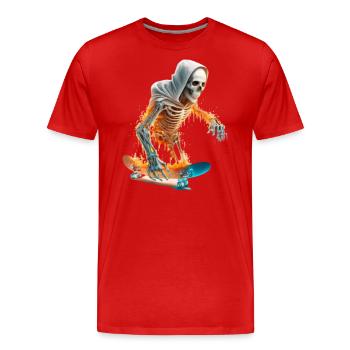 Skateboarder Skeleton - T-shirt bio Premium Homme - rouge - Devant - Damien (186cm)