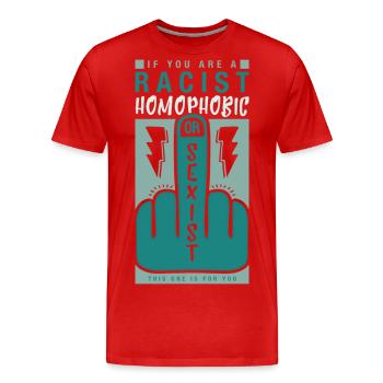 Fuck off! - Männer Premium Bio T-Shirt - Rot - Vorne - Damien (186cm)