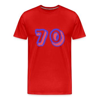 70. 70 ANS. 70e ANNIVERSAIRE. ANNIVERSAIRE 70 ANS. - T-shirt bio Premium Homme - rouge - Devant - Damien (186cm)