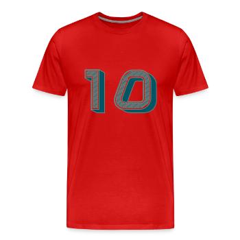 10. 10 JAHRE. 10-JÄHRIGES JUBILÄUM. 10-JÄHRIGES JUBILÄUM. - Männer Premium Bio T-Shirt - Rot - Vorne - Damien (186cm)