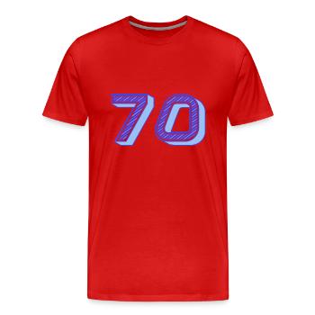 70. 70 ANS. 70e ANNIVERSAIRE. ANNIVERSAIRE 70 ANS. - T-shirt bio Premium Homme - rouge - Devant - Damien (186cm)