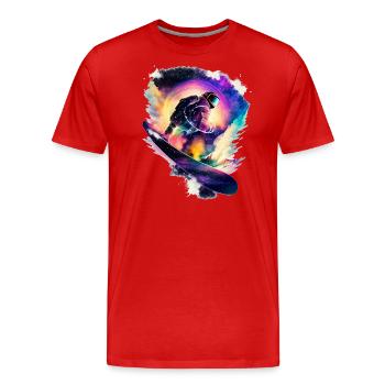 Snowboarding in the Universe - Snowboard - Männer Premium Bio T-Shirt - Rot - Vorne - Damien (186cm)