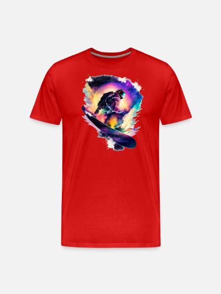 Snowboarding in the Universe - Snowboard - Men's Premium Organic T-Shirt - red