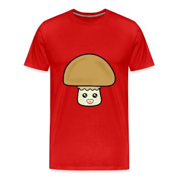 Pilz Champignon cute mit Gesicht - Männer Premium Bio T-Shirt - Rot - Vorne - Damien (186cm)