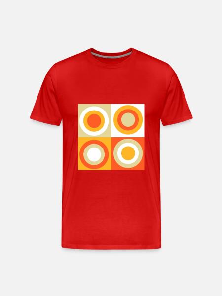 70s Pattern Circles Squiggle - Men's Premium Organic T-Shirt - red