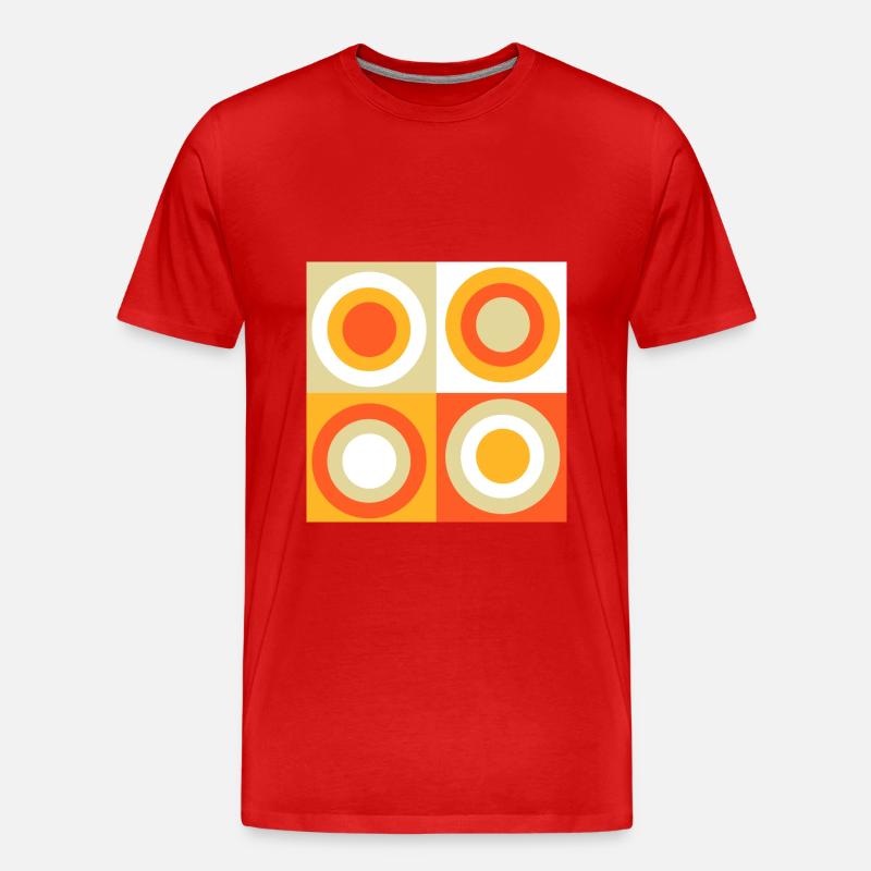 70s Pattern Circles Squiggle - Men's Premium Organic T-Shirt - red