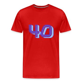 40. 40 ANS. 40e ANNIVERSAIRE. ANNIVERSAIRE 40 ANS. - T-shirt bio Premium Homme - rouge - Devant - Damien (186cm)