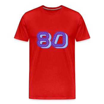 80. 80 JAHRE. 80. JAHRESTAG. 80-JÄHRIGES JUBILÄUM. - Männer Premium Bio T-Shirt - Rot - Vorne - Damien (186cm)