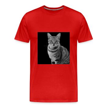 Katze weiß-schwarz Katze schwarzweiß - Männer Premium Bio T-Shirt - Rot - Vorne - Damien (186cm)