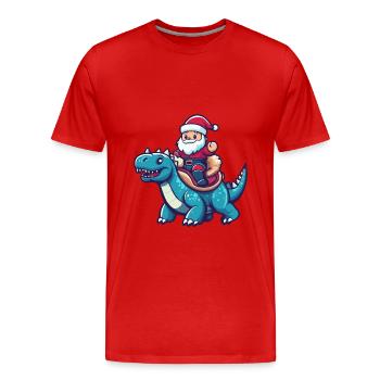Dinosaurier stegosaurus Weihnachtsmann - Männer Premium Bio T-Shirt - Rot - Vorne - Damien (186cm)
