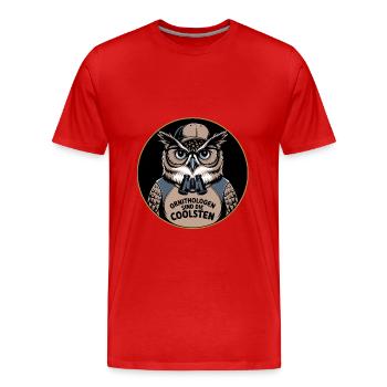 Ornithologists are the coolest funny owl - Men's Premium Organic T-Shirt - red - Front - Damien (186cm)