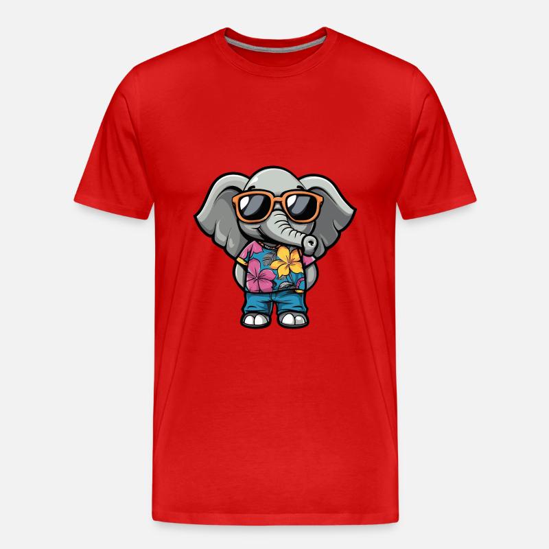 Elefant Comic Urlaub - Männer Premium Bio T-Shirt - Rot