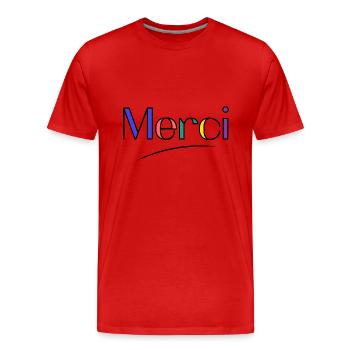 MERCI. MAÎTRESSE. MAÎTRE. MERCI MAÎTRESSE - T-shirt bio Premium Homme - rouge - Devant - Damien (186cm)
