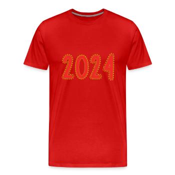 2024. ANNEE. BONNE ANNEE. SAINT SYLVESTRE - T-shirt bio Premium Homme - rouge - Devant - Damien (186cm)