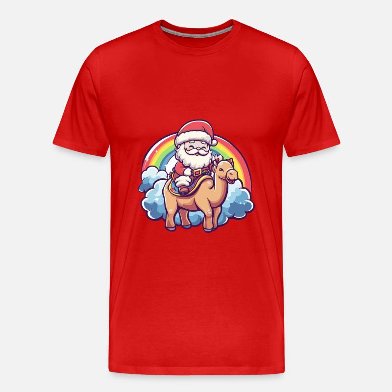 Kamel Weihnachtsmann Regenbogen - Männer Premium Bio T-Shirt - Rot